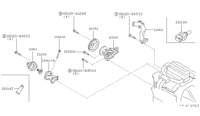 1991 Nissan Maxima Water Pump, Cooling Fan & Thermostat Diagram 2