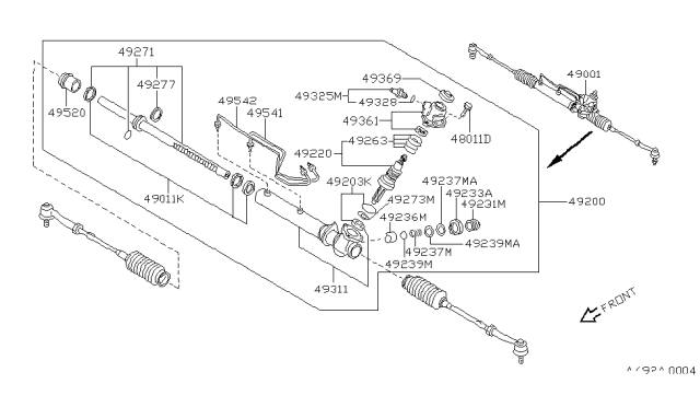 1990 Nissan Maxima Gear & Linkage-Power Steering Diagram for 49001-86E00