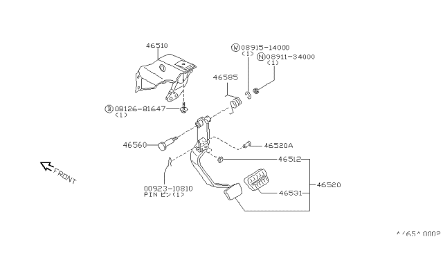 1990 Nissan Maxima Brake & Clutch Pedal Diagram 1