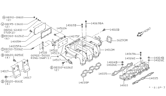 1994 Nissan Maxima Gasket-Manifold Diagram for 14035-97E00