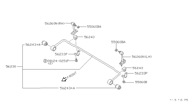 1990 Nissan Maxima Bar TORSION Rear Diagram for 56230-89E00