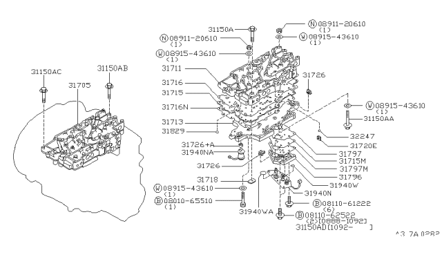 1991 Nissan Maxima Control Valve Assembly Diagram for 31705-27X67
