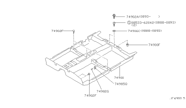 1994 Nissan Maxima Carpet Assembly-Without HEELMAT Diagram for 74902-85E01