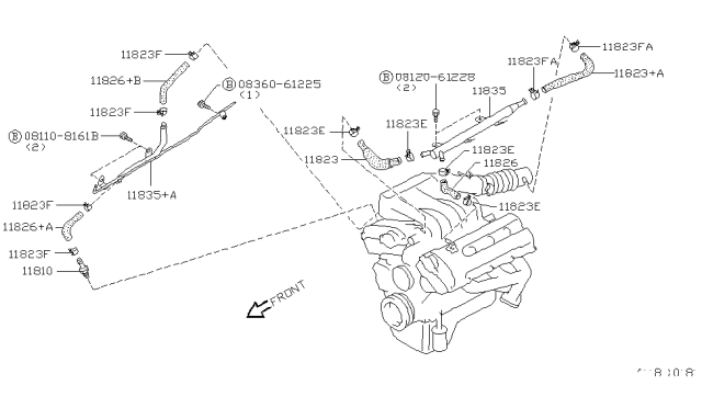 1994 Nissan Maxima Blow-By Hose Diagram for 11826-97E03