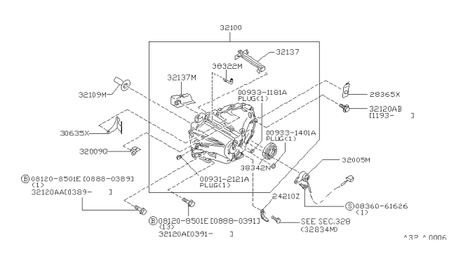 1994 Nissan Maxima Case Assembly Transmission Diagram for 32100-96E02