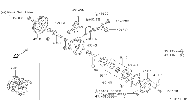 1989 Nissan Maxima Bracket Assy-Power Steering Pump Diagram for 49125-86E00