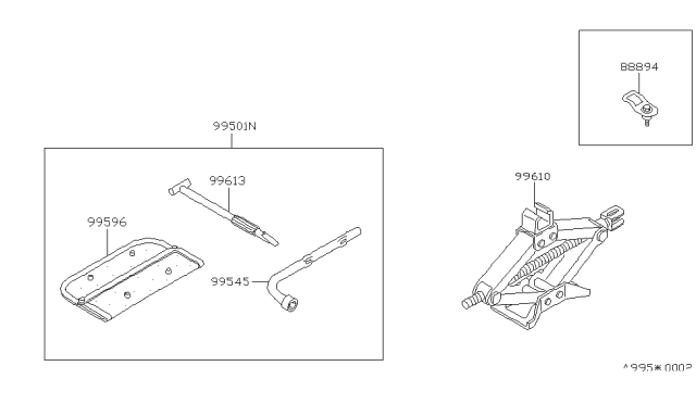 1992 Nissan Maxima Tool Set-STNDRD Diagram for 99501-85E05