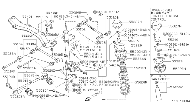 1989 Nissan Maxima Bracket-Brake Hose,Rear RH Diagram for 55314-51E10