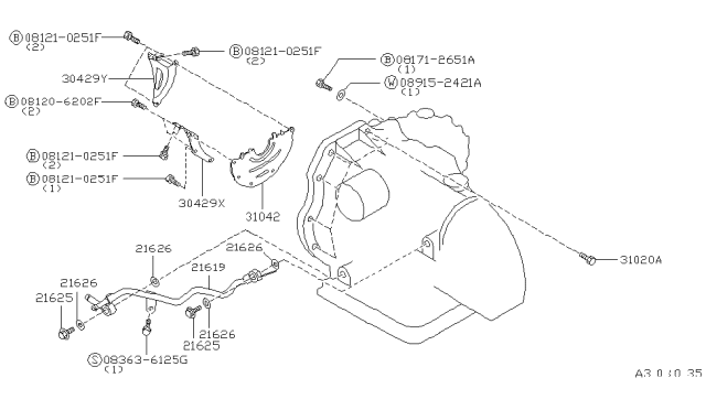 1993 Nissan Maxima Bolt Diagram for 01121-05141