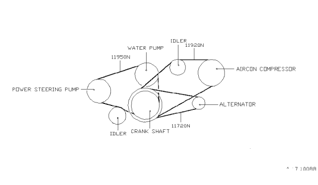 1991 Nissan Maxima Fan,Compressor & Power Steering Belt Diagram 1