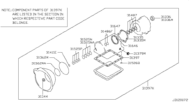 2011 Nissan Frontier Gasket & Seal Kit (Automatic) Diagram