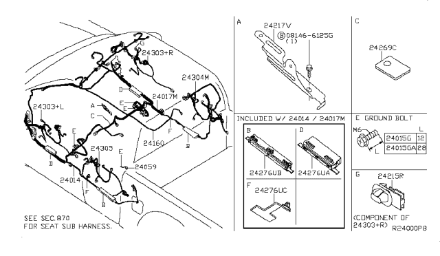 2008 Nissan Frontier Harness Assembly-Body Diagram for 24014-ZP50D