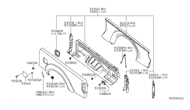 2012 Nissan Frontier Rear Body Side Gate & Fitting Diagram 2