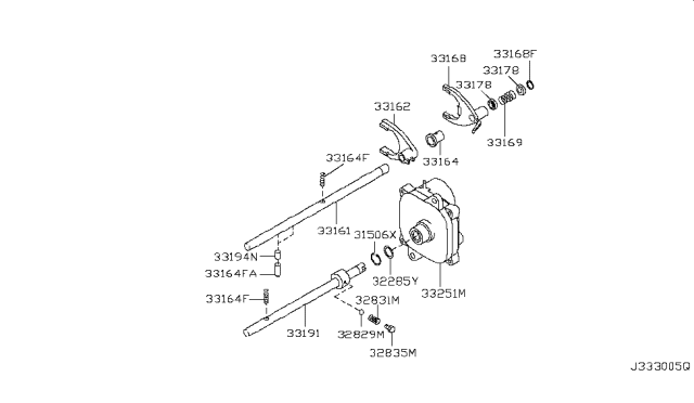 2008 Nissan Frontier Transfer Shift Lever,Fork & Control Diagram 2