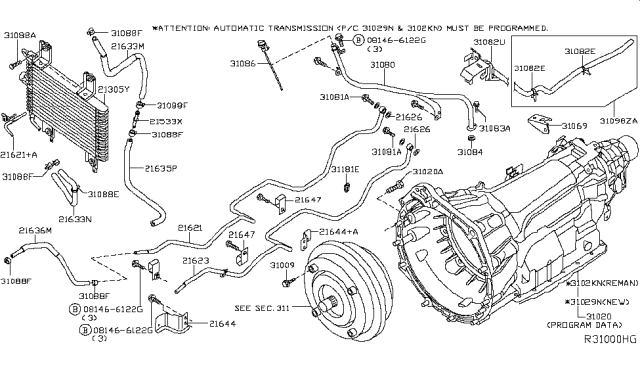 2018 Nissan Frontier Auto Transmission,Transaxle & Fitting Diagram 1