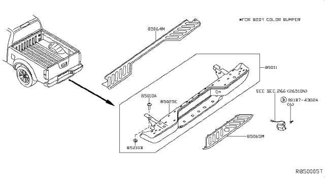 2018 Nissan Frontier Bumper Diagram for 85030-9BF1E