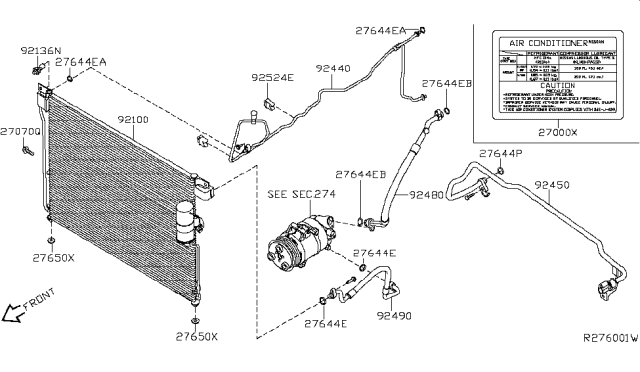 2014 Nissan Frontier Condenser,Liquid Tank & Piping Diagram 2