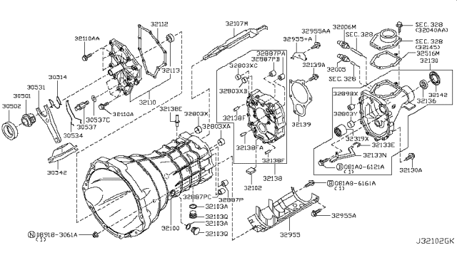 2019 Nissan Frontier Sleeve-Clutch Release Diagram for 30501-B5004