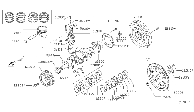 2005 Nissan Frontier Bearing-Crankshaft Diagram for 12209-6N210