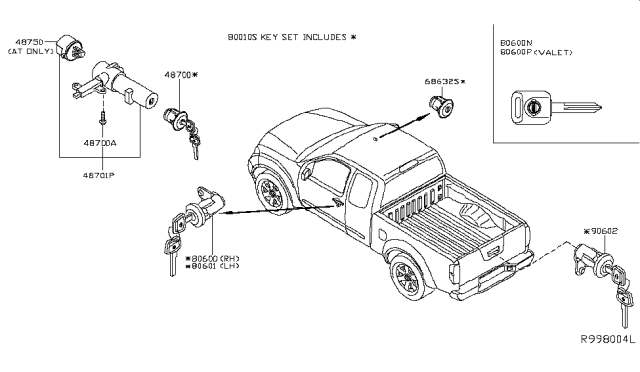 2017 Nissan Frontier Frame Assembly-Steering Lock Diagram for 48701-EA00B