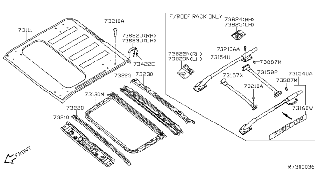 2009 Nissan Frontier Roof Panel & Fitting Diagram 5