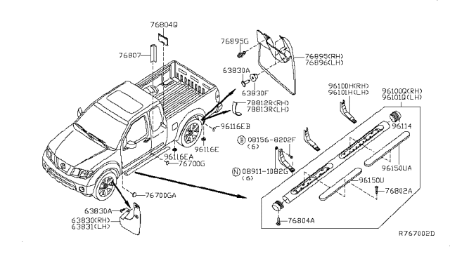 2006 Nissan Frontier Frontier Step Assembly - Cab RH Diagram for 96100-EB000