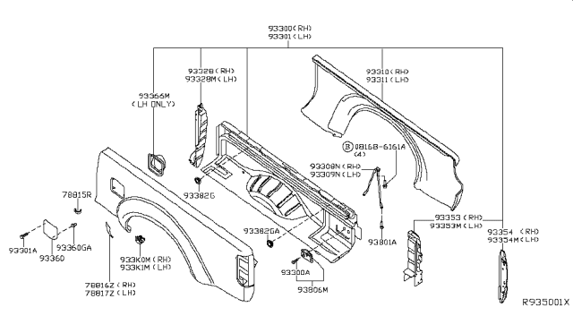2014 Nissan Frontier Rear Body Side Gate & Fitting Diagram 2