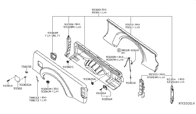 2018 Nissan Frontier Rear Body Side Gate & Fitting Diagram 2