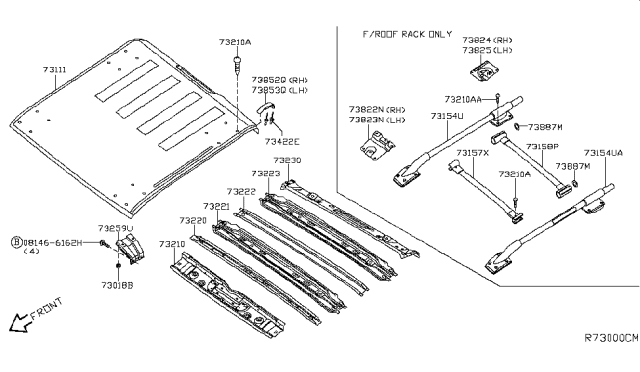 2019 Nissan Frontier Moulding Assy-Roof Side,LH Diagram for 73853-9BN1D