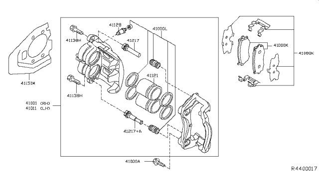 2019 Nissan Frontier Front Brake Pads Kit Diagram for D1060-ZP00C