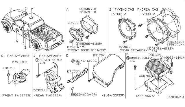 2016 Nissan Frontier Speaker Unit Diagram for 28157-ET000