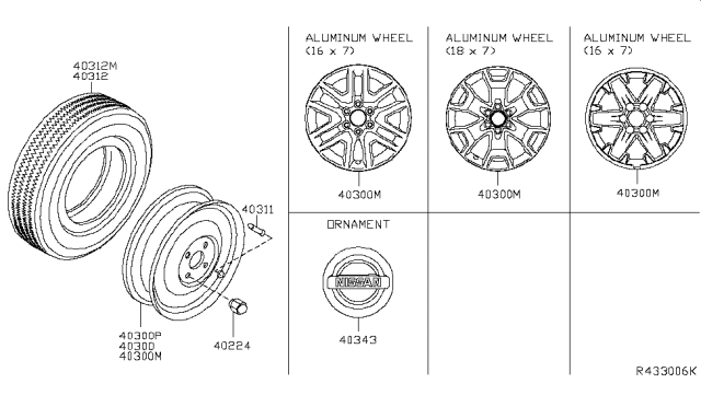 2018 Nissan Frontier Road Wheel & Tire Diagram 1