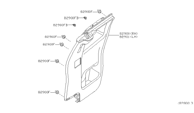 2017 Nissan Frontier Rear Door Trimming Diagram 2