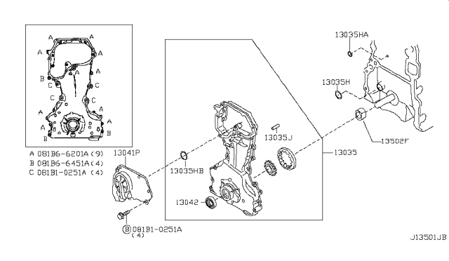 2017 Nissan Frontier Front Cover,Vacuum Pump & Fitting Diagram 1