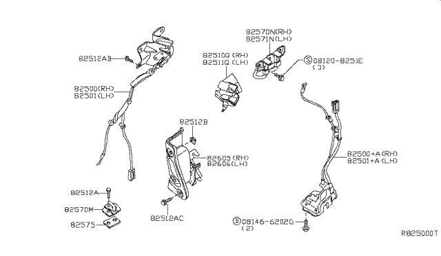 2006 Nissan Frontier Rear Door Lock & Handle Diagram 3