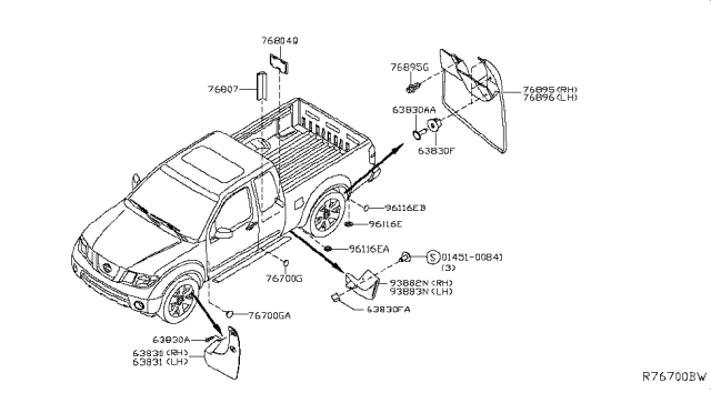 2018 Nissan Frontier Body Side Fitting Diagram 5