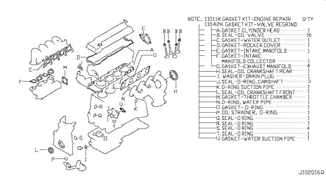 2017 Nissan Frontier Engine Gasket Kit Diagram 3