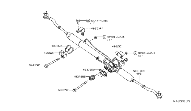 2017 Nissan Frontier Bolt Diagram for 54459-7S000