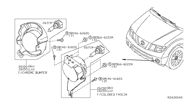 2012 Nissan Frontier Fog,Daytime Running & Driving Lamp Diagram 1