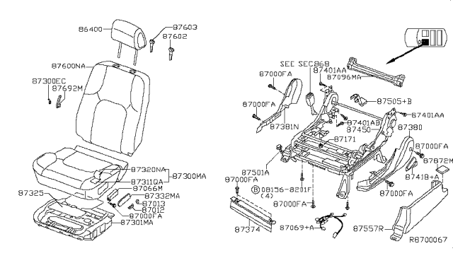 2007 Nissan Frontier Front Seat Diagram 6