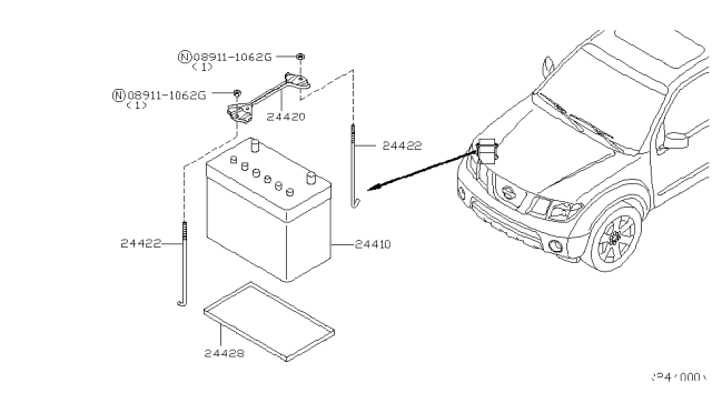 2006 Nissan Frontier Battery & Battery Mounting Diagram