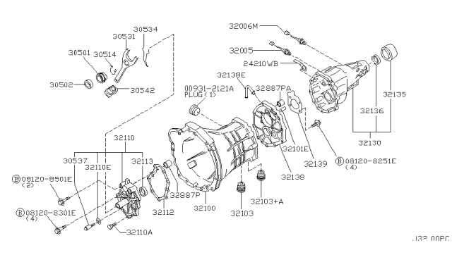 2006 Nissan Frontier Transmission Case & Clutch Release Diagram 3