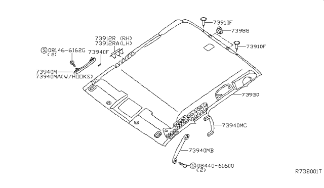 2008 Nissan Frontier Grip Assembly-Assist Diagram for 73940-EA00C