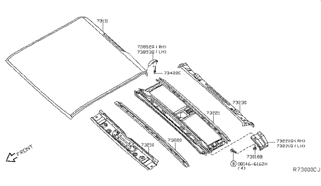 2019 Nissan Frontier Roof Panel & Fitting Diagram 1