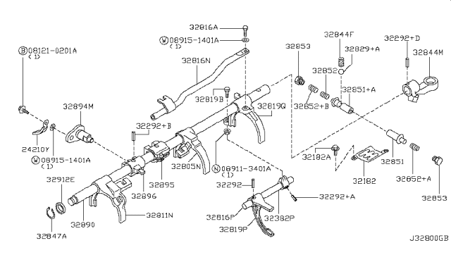 2005 Nissan Frontier Fork-Shift,Reverse Diagram for 32819-CD100