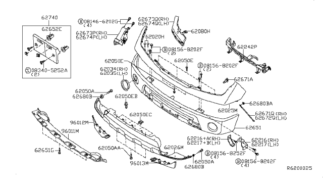 2007 Nissan Frontier Bumper Cover-Upper Diagram for 62025-EA800