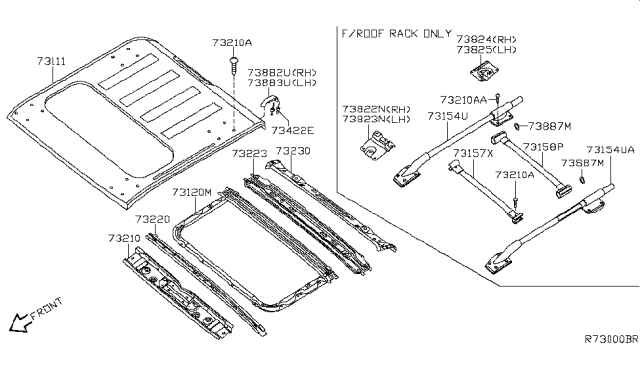 2017 Nissan Frontier Roof Panel & Fitting Diagram 4