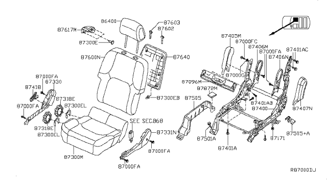 2007 Nissan Frontier Back Assembly-Front Seat With Side Air Bag Diagram for 87600-EA271