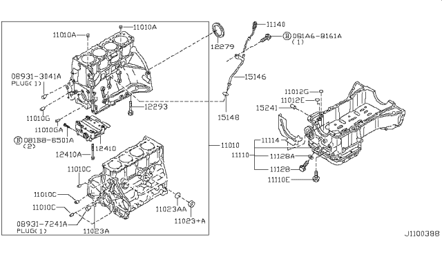 2019 Nissan Frontier Guide-Oil Level Gauge Diagram for 11150-EA20B