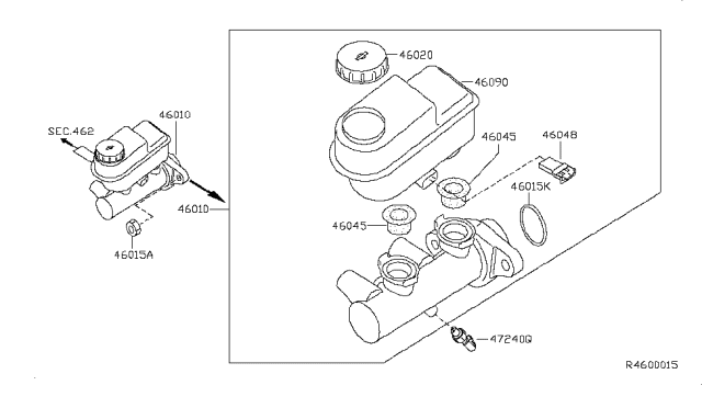 2005 Nissan Frontier Cylinder Assy-Brake Master Diagram for 46010-EA220